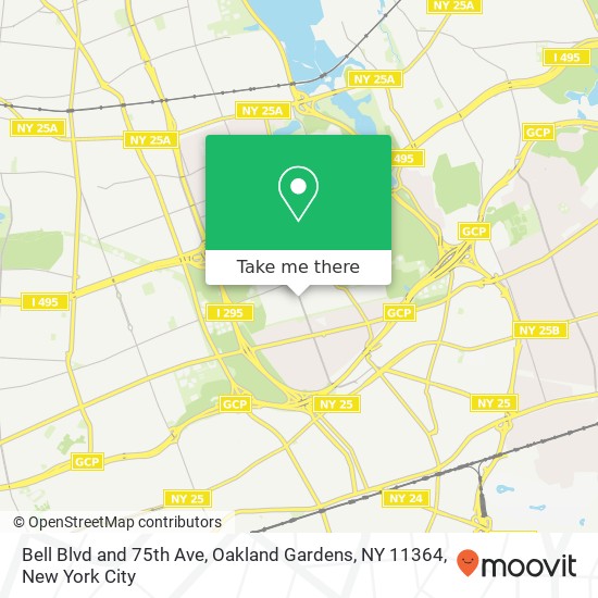 Bell Blvd and 75th Ave, Oakland Gardens, NY 11364 map