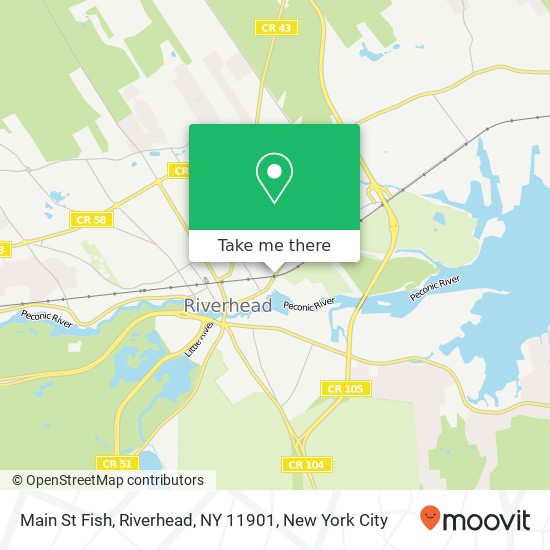 Mapa de Main St Fish, Riverhead, NY 11901