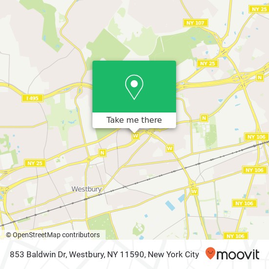 Mapa de 853 Baldwin Dr, Westbury, NY 11590