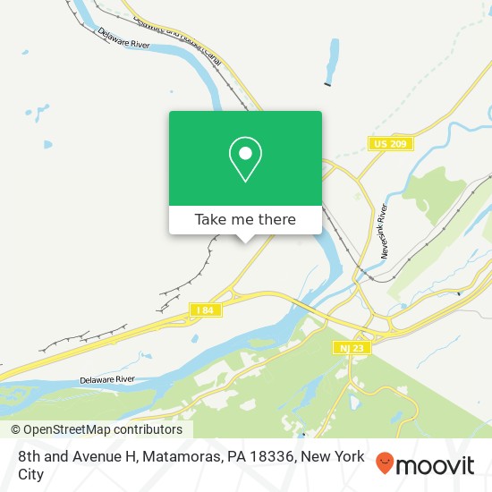 Mapa de 8th and Avenue H, Matamoras, PA 18336