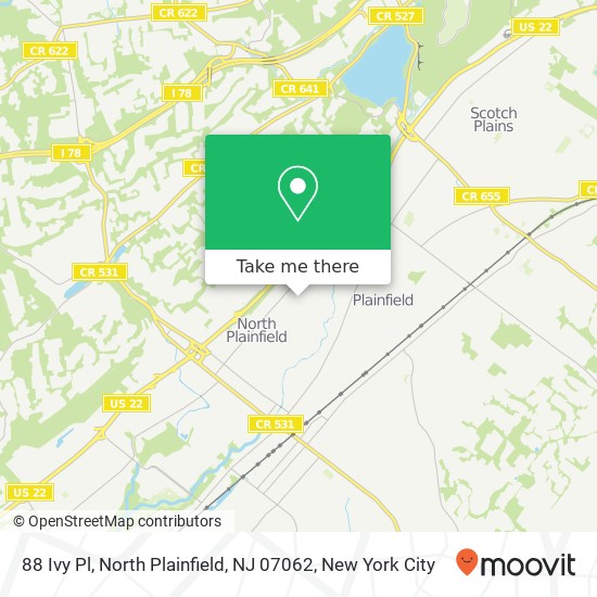 88 Ivy Pl, North Plainfield, NJ 07062 map