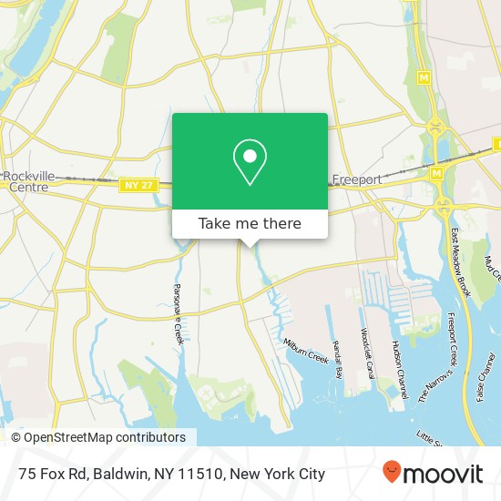 Mapa de 75 Fox Rd, Baldwin, NY 11510