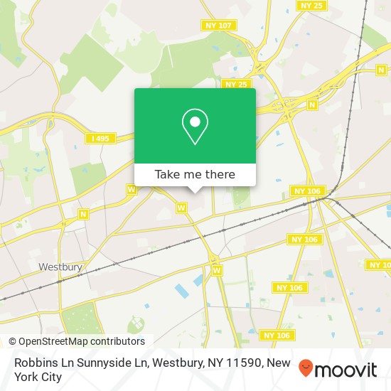 Mapa de Robbins Ln Sunnyside Ln, Westbury, NY 11590