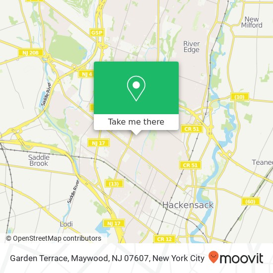 Mapa de Garden Terrace, Maywood, NJ 07607