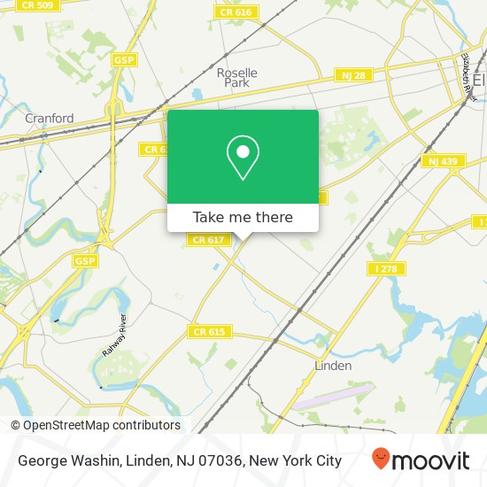 Mapa de George Washin, Linden, NJ 07036