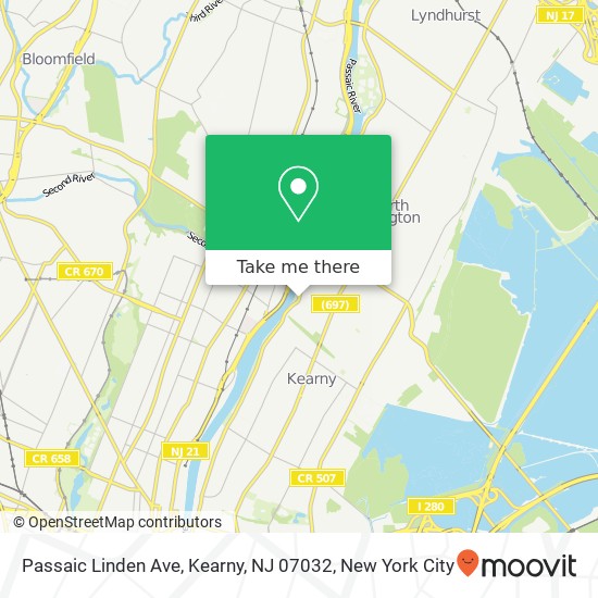 Passaic Linden Ave, Kearny, NJ 07032 map