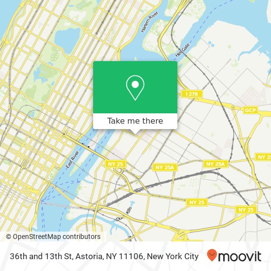 Mapa de 36th and 13th St, Astoria, NY 11106