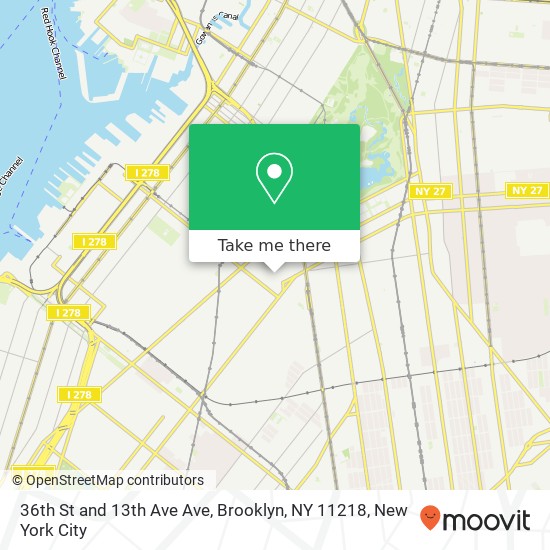 Mapa de 36th St and 13th Ave Ave, Brooklyn, NY 11218