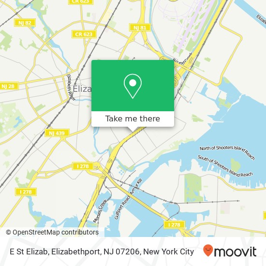 Mapa de E St Elizab, Elizabethport, NJ 07206