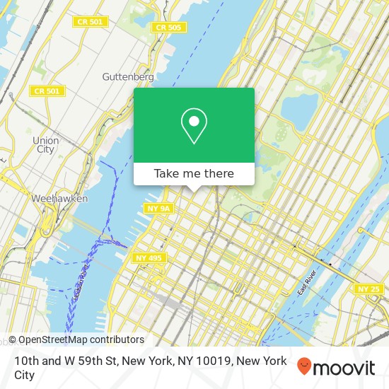 10th and W 59th St, New York, NY 10019 map