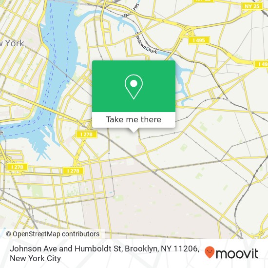 Johnson Ave and Humboldt St, Brooklyn, NY 11206 map