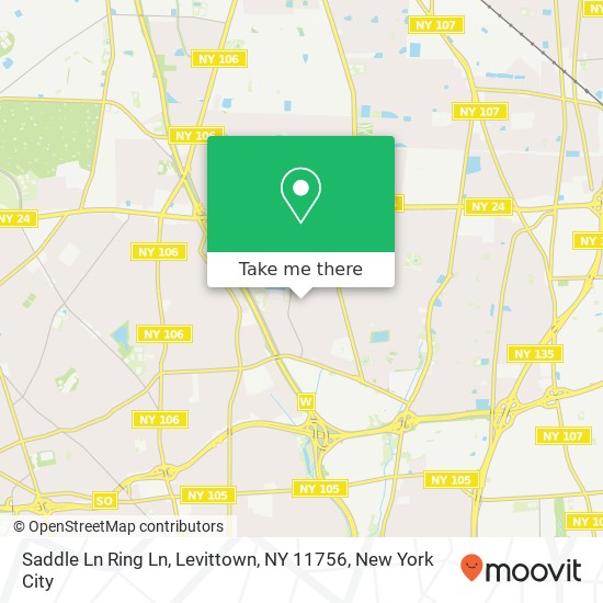 Mapa de Saddle Ln Ring Ln, Levittown, NY 11756