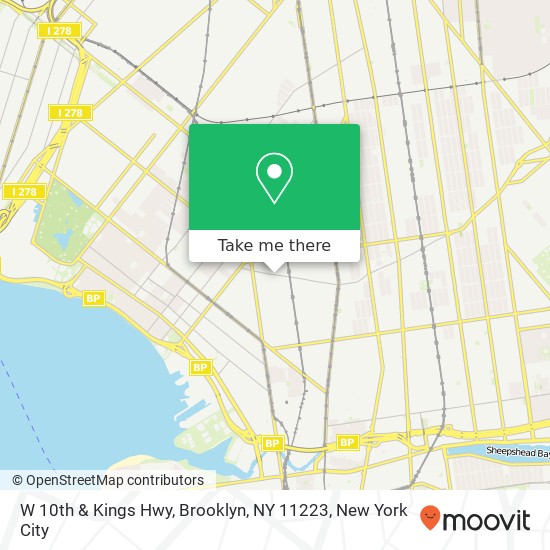 Mapa de W 10th & Kings Hwy, Brooklyn, NY 11223