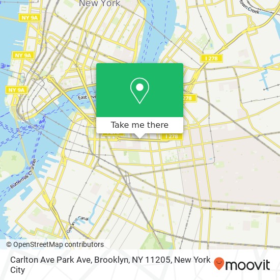 Mapa de Carlton Ave Park Ave, Brooklyn, NY 11205
