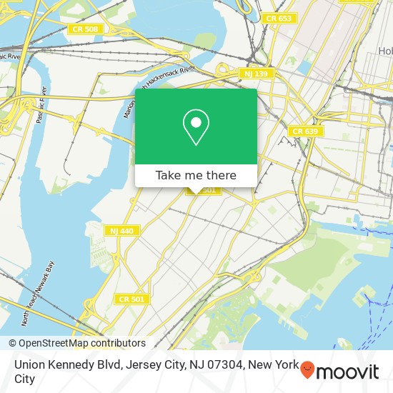 Mapa de Union Kennedy Blvd, Jersey City, NJ 07304