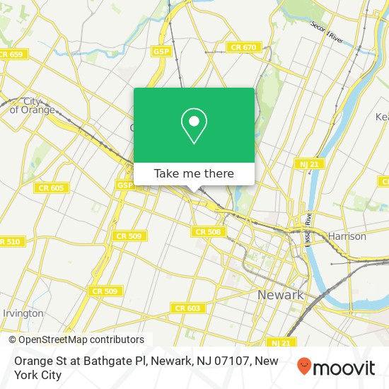 Mapa de Orange St at Bathgate Pl, Newark, NJ 07107