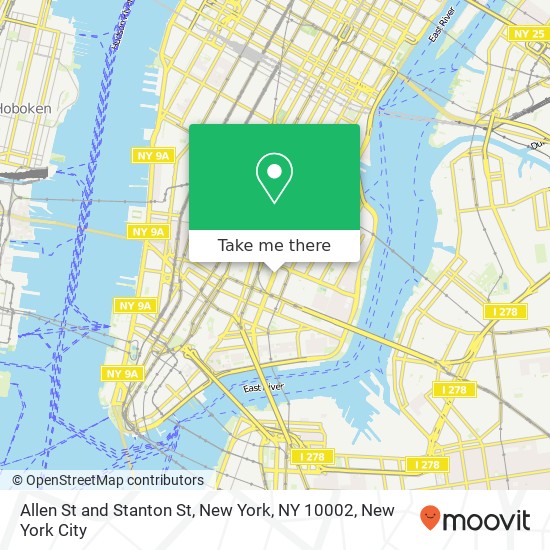 Mapa de Allen St and Stanton St, New York, NY 10002