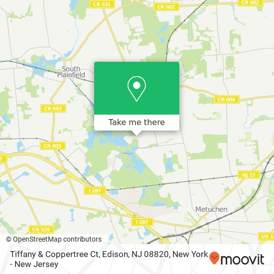 Mapa de Tiffany & Coppertree Ct, Edison, NJ 08820
