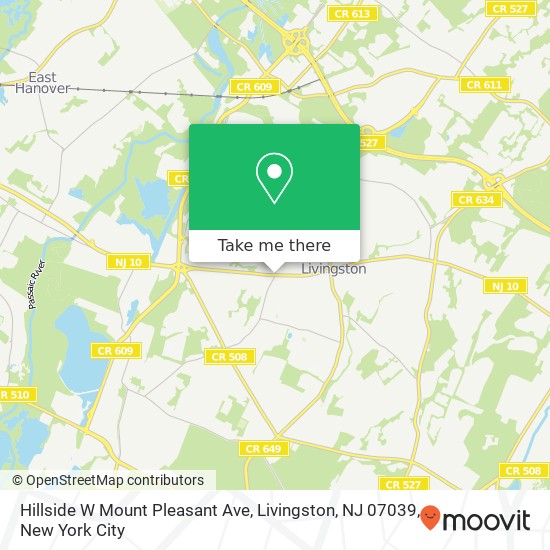 Hillside W Mount Pleasant Ave, Livingston, NJ 07039 map