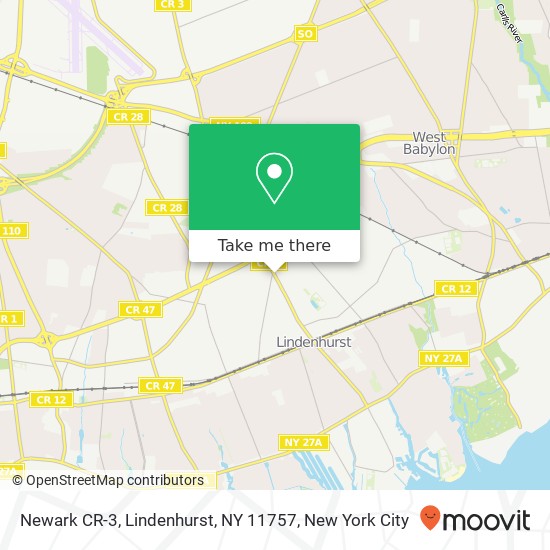 Mapa de Newark CR-3, Lindenhurst, NY 11757