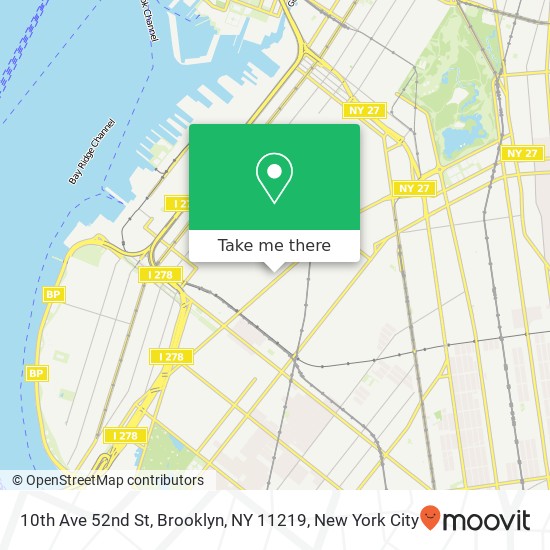 Mapa de 10th Ave 52nd St, Brooklyn, NY 11219