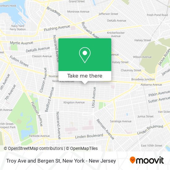 Troy Ave and Bergen St map
