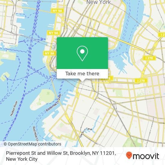 Pierrepont St and Willow St, Brooklyn, NY 11201 map