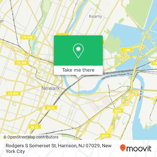 Mapa de Rodgers S Somerset St, Harrison, NJ 07029