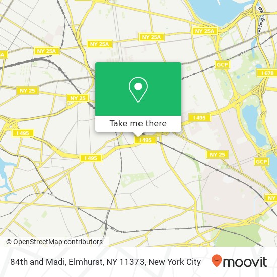 Mapa de 84th and Madi, Elmhurst, NY 11373