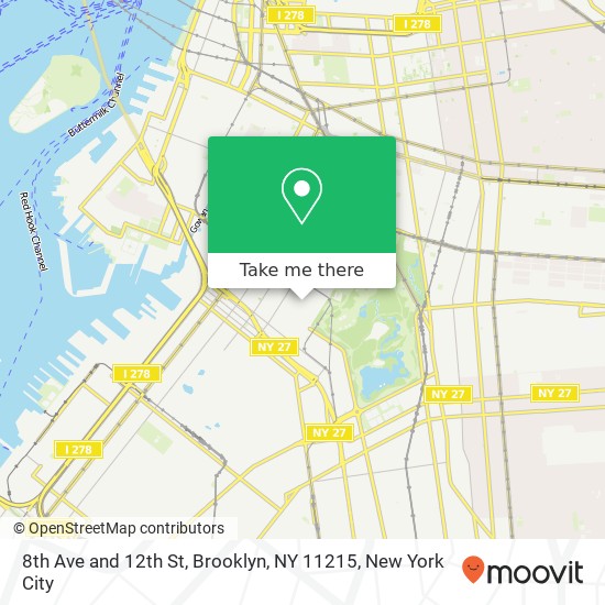 Mapa de 8th Ave and 12th St, Brooklyn, NY 11215