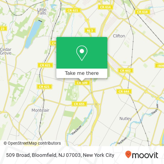 Mapa de 509 Broad, Bloomfield, NJ 07003