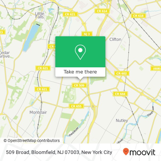 Mapa de 509 Broad, Bloomfield, NJ 07003