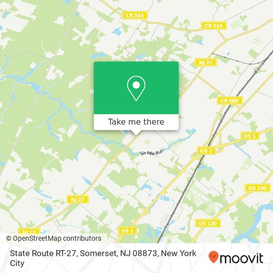 Mapa de State Route RT-27, Somerset, NJ 08873