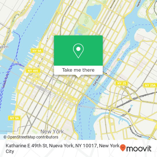 Mapa de Katharine E 49th St, Nueva York, NY 10017