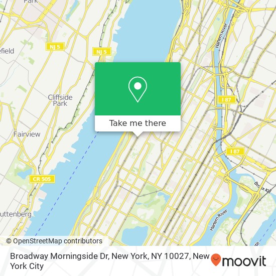 Broadway Morningside Dr, New York, NY 10027 map