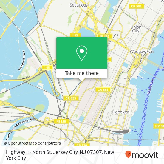 Mapa de Highway 1- North St, Jersey City, NJ 07307