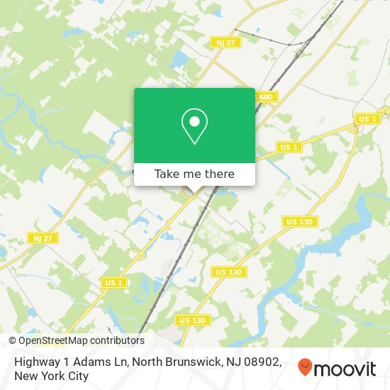 Highway 1 Adams Ln, North Brunswick, NJ 08902 map