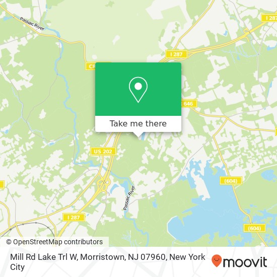 Mapa de Mill Rd Lake Trl W, Morristown, NJ 07960