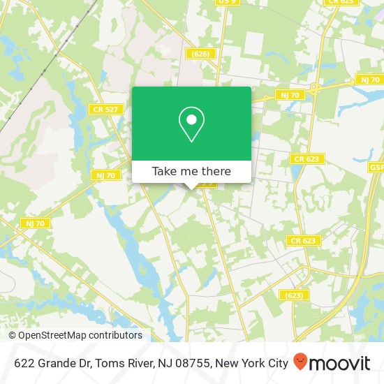 Mapa de 622 Grande Dr, Toms River, NJ 08755