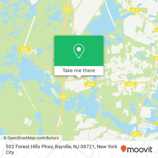 Mapa de 502 Forest Hills Pkwy, Bayville, NJ 08721