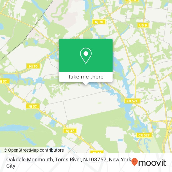 Mapa de Oakdale Monmouth, Toms River, NJ 08757