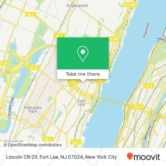 Mapa de Lincoln CR-29, Fort Lee, NJ 07024