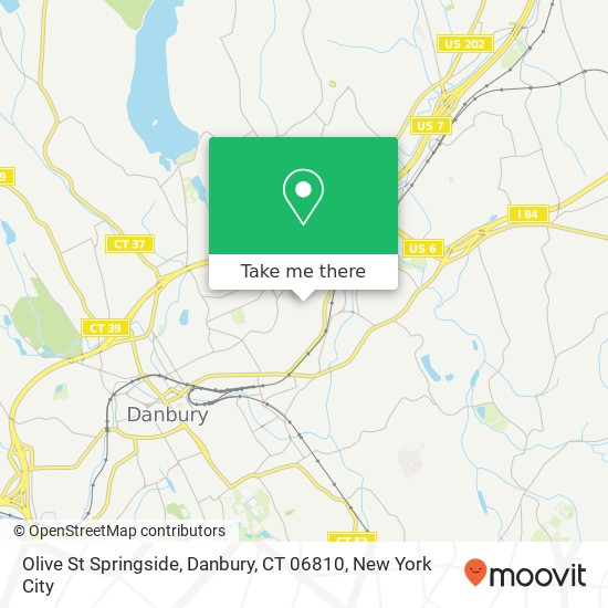 Mapa de Olive St Springside, Danbury, CT 06810