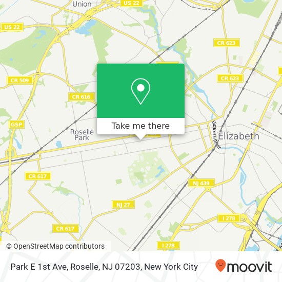Mapa de Park E 1st Ave, Roselle, NJ 07203