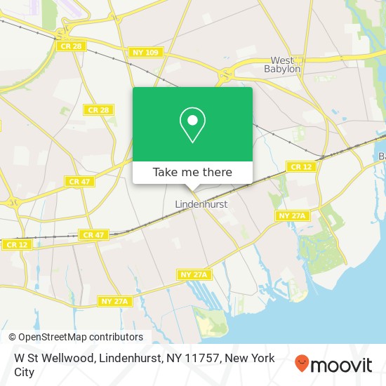 Mapa de W St Wellwood, Lindenhurst, NY 11757