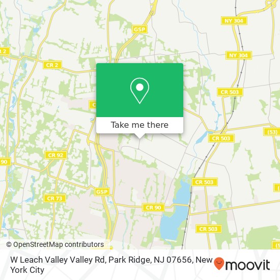 Mapa de W Leach Valley Valley Rd, Park Ridge, NJ 07656