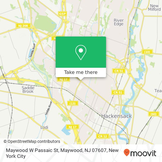 Mapa de Maywood W Passaic St, Maywood, NJ 07607