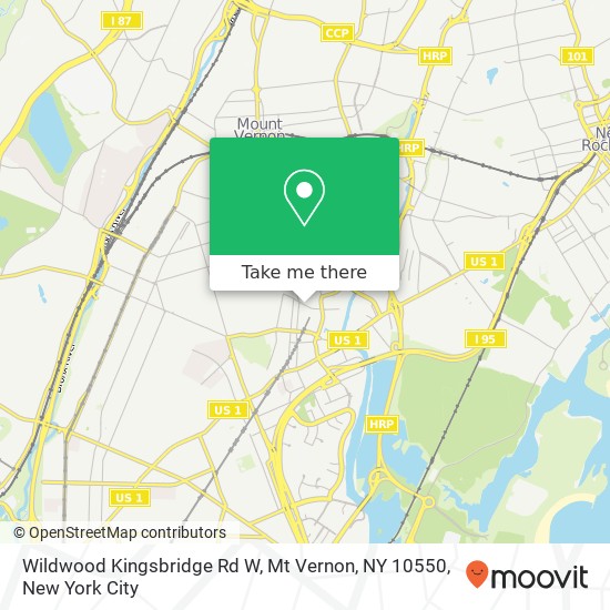 Mapa de Wildwood Kingsbridge Rd W, Mt Vernon, NY 10550