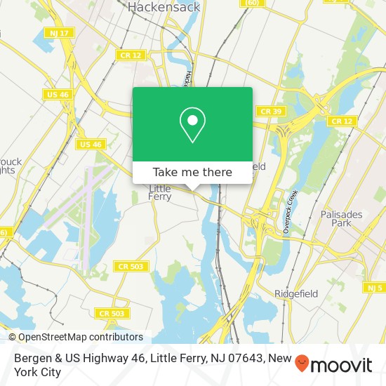 Mapa de Bergen & US Highway 46, Little Ferry, NJ 07643