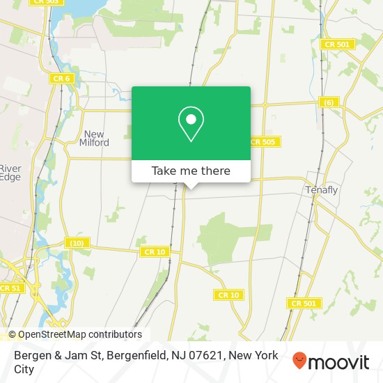 Mapa de Bergen & Jam St, Bergenfield, NJ 07621